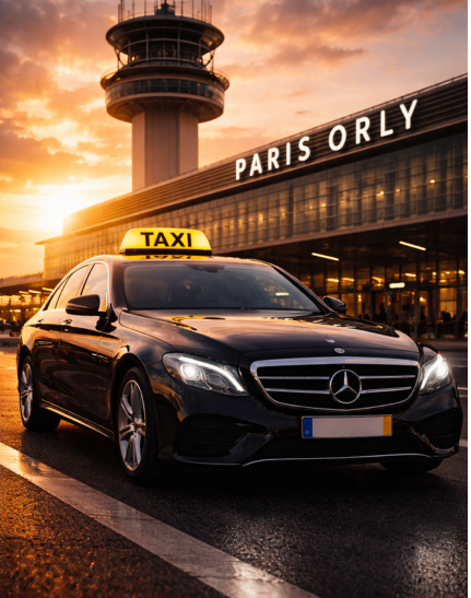 Taxi Beauvais Orly : trajet aéroportuaire de luxe au coucher du soleil
